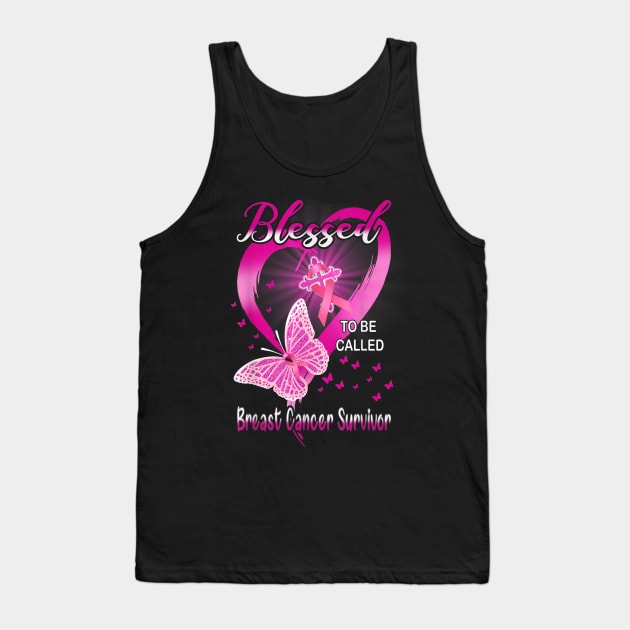 Style Cancer Breast Cancer Survivor Pink Butterfly Blessed To Be Called Tank Top by Christyn Evans